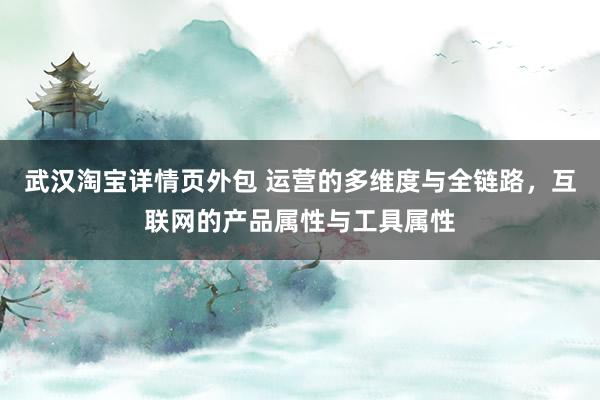 武汉淘宝详情页外包 运营的多维度与全链路，互联网的产品属性与工具属性