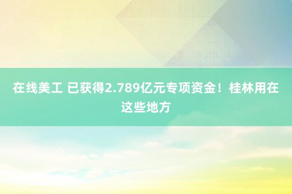 在线美工 已获得2.789亿元专项资金！桂林用在这些地方