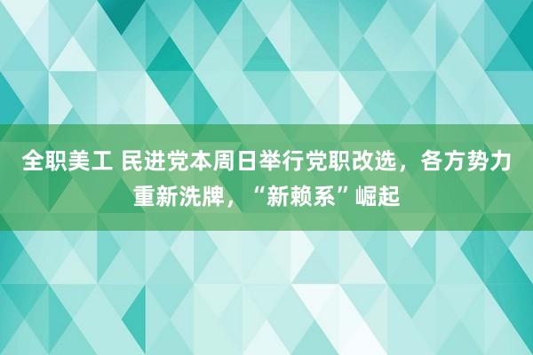 全职美工 民进党本周日举行党职改选，各方势力重新洗牌，“新赖系”崛起